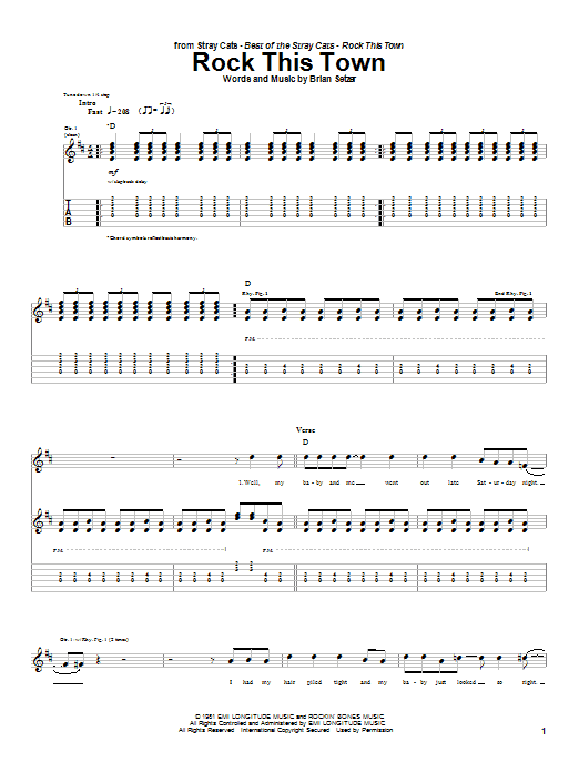 Download Stray Cats Rock This Town Sheet Music