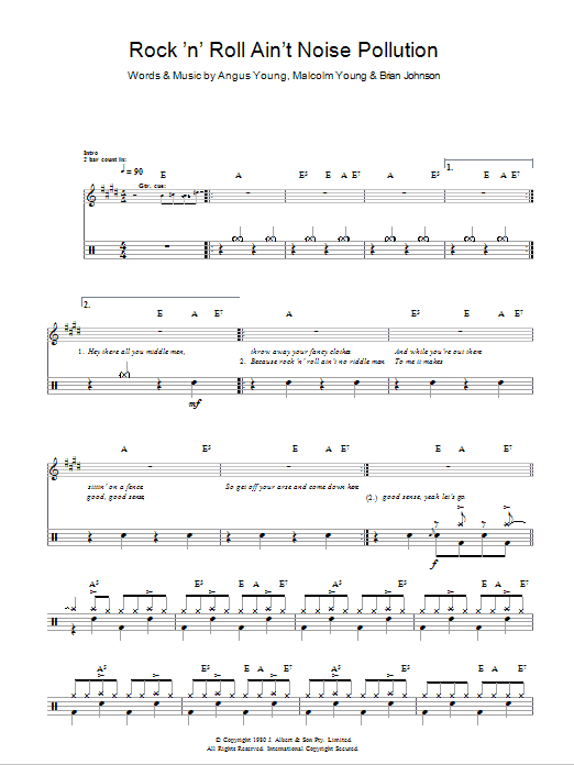 Download AC/DC Rock And Roll Ain't Noise Pollution Sheet Music