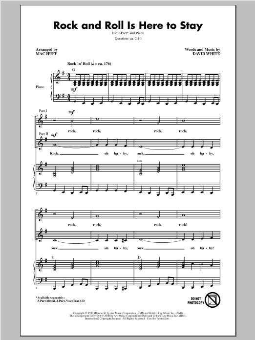 Download David White Rock And Roll Is Here To Stay (arr. Mac Sheet Music
