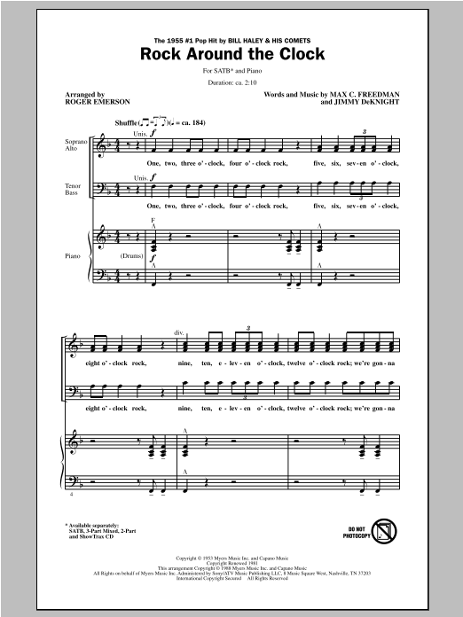 Download Bill Haley & His Comets Rock Around The Clock (arr. Roger Emers Sheet Music