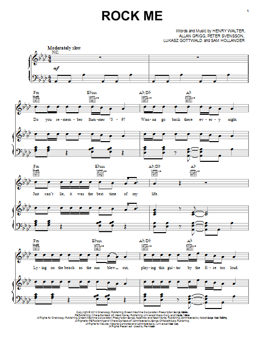 Download One Direction Rock Me Sheet Music