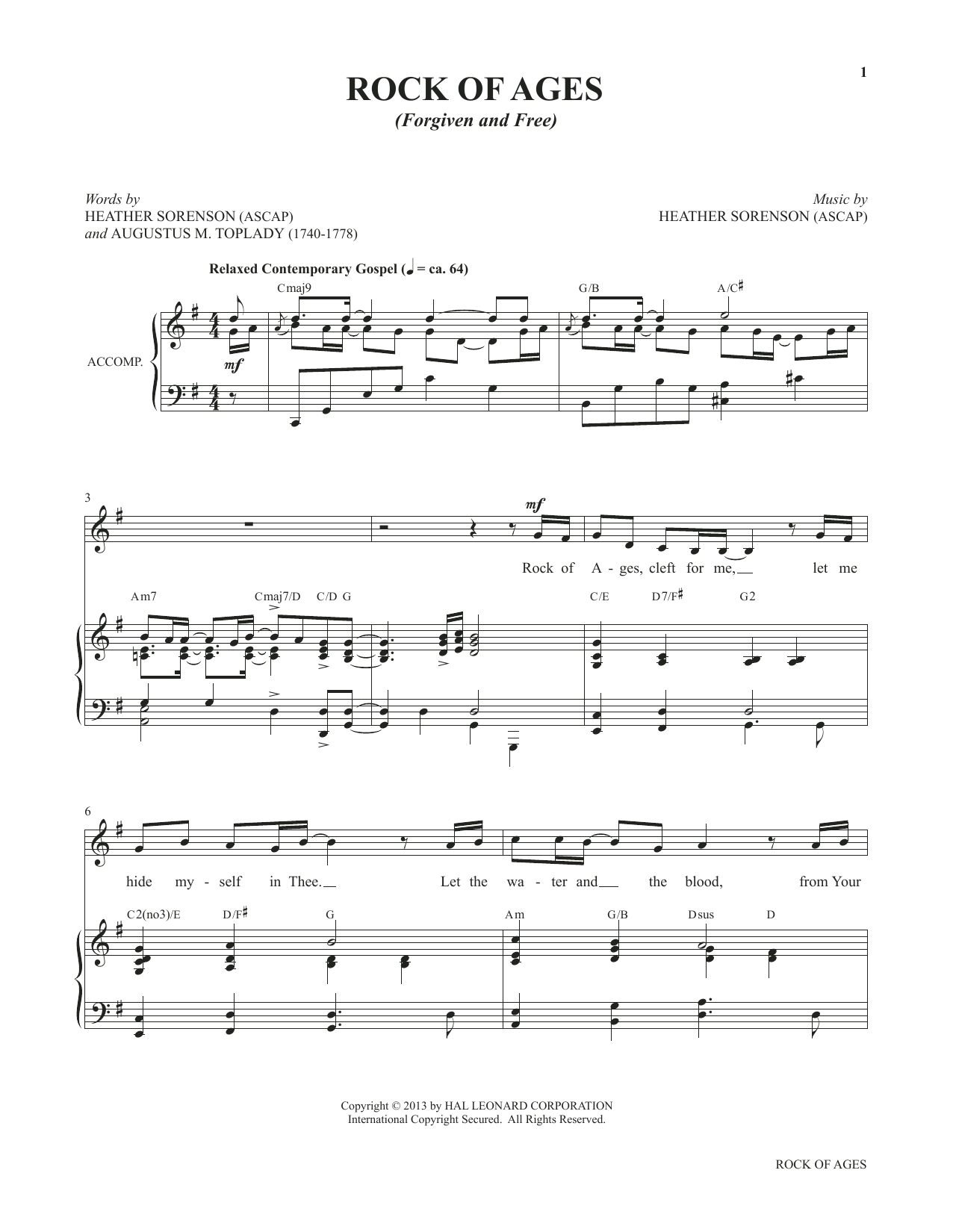 Download Heather Sorenson Rock Of Ages (Forgiven And Free) (from Sheet Music
