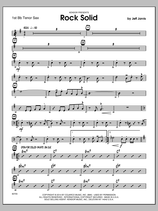 Download Jeff Jarvis Rock Solid - 1st Bb Tenor Saxophone Sheet Music