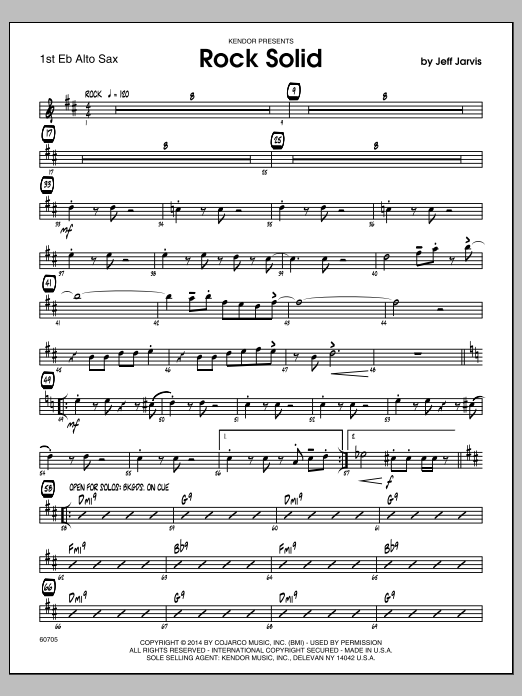 Download Jeff Jarvis Rock Solid - 1st Eb Alto Saxophone Sheet Music