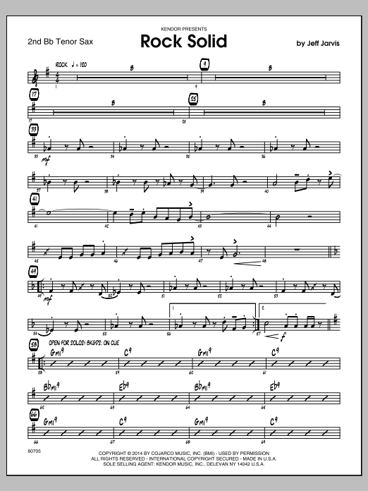 Download Jeff Jarvis Rock Solid - 2nd Bb Tenor Saxophone Sheet Music