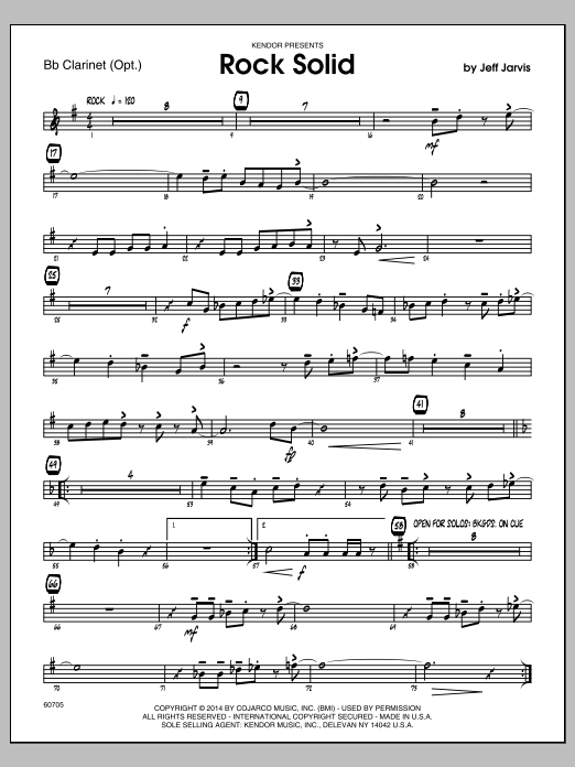 Download Jeff Jarvis Rock Solid - Bb Clarinet Sheet Music