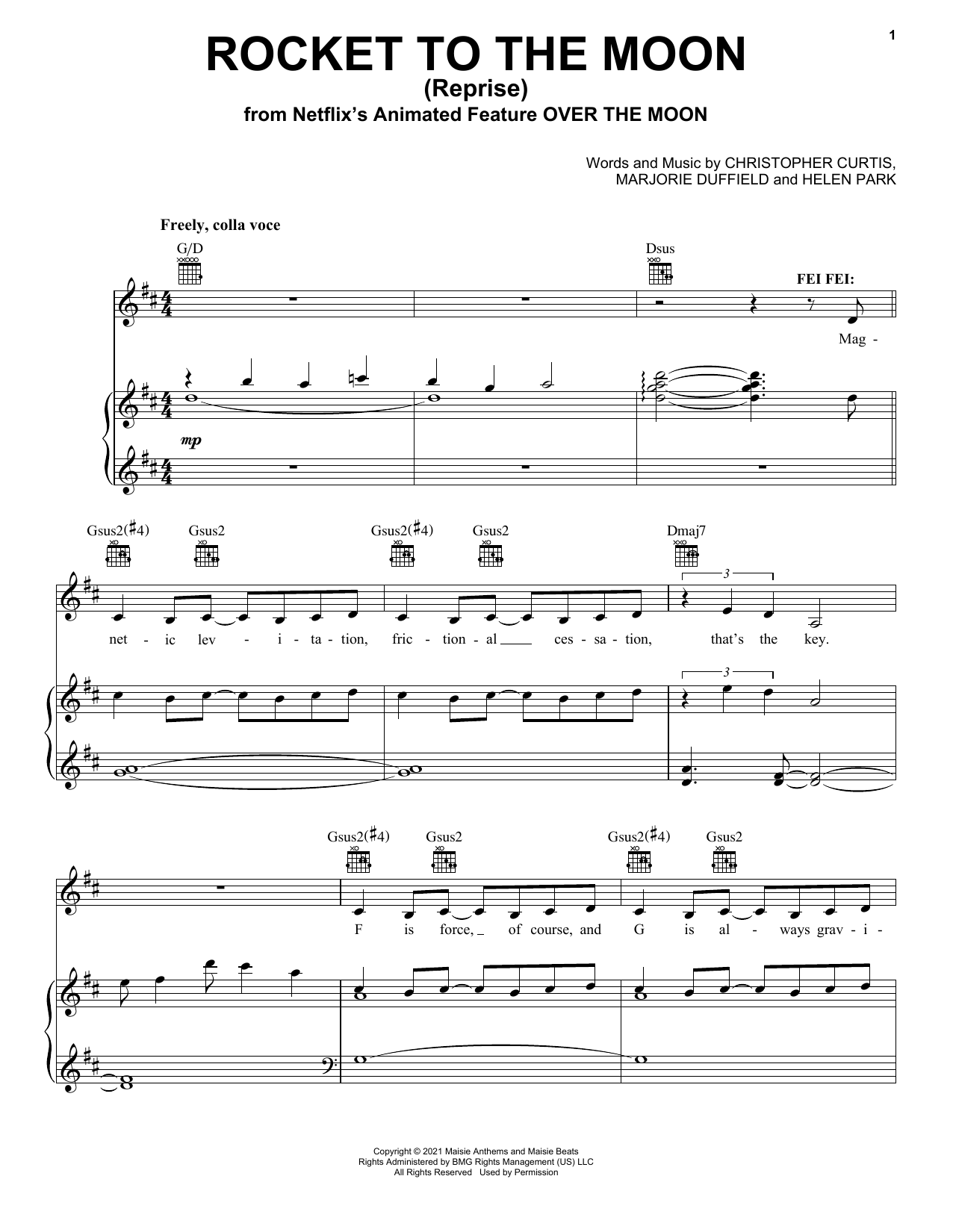 Download Cathy Ang Rocket To The Moon (Reprise) (from Over Sheet Music