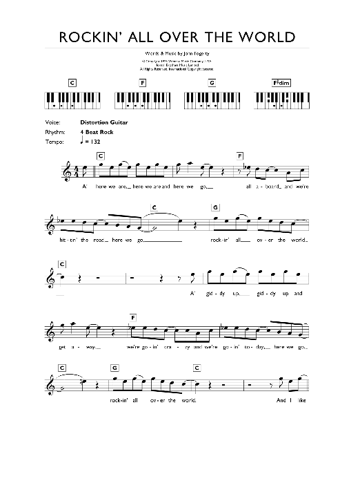 Download Status Quo Rockin' All Over The World Sheet Music