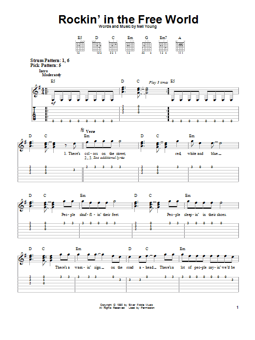 Download Neil Young Rockin' In The Free World Sheet Music