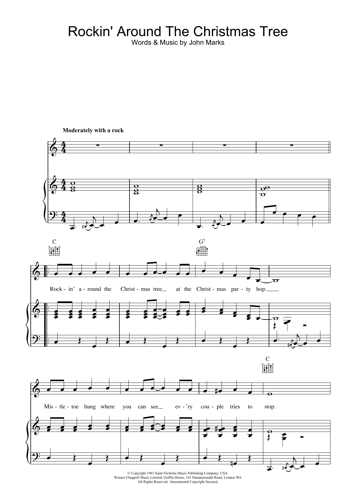 Brenda Lee Rockin' Around The Christmas Tree sheet music notes printable PDF score