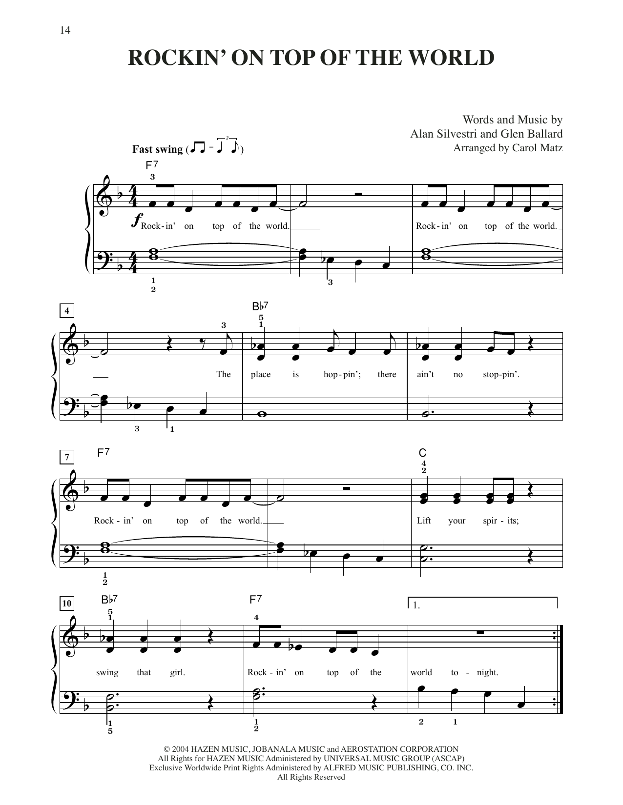 Download Steven Tyler Rockin' On Top Of The World (from The P Sheet Music