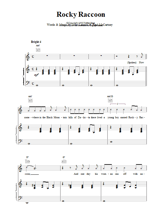 The Beatles Rocky Raccoon sheet music notes printable PDF score