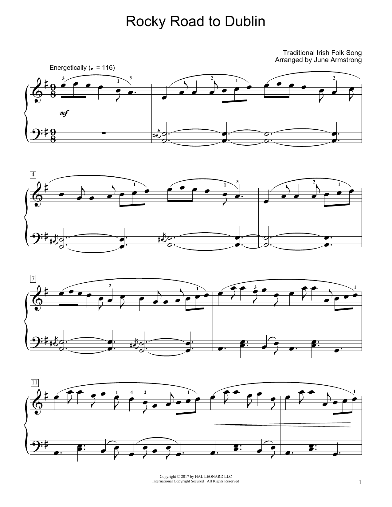 Download Traditional Irish Folk Song Rocky Road To Dublin (arr. June Armstro Sheet Music