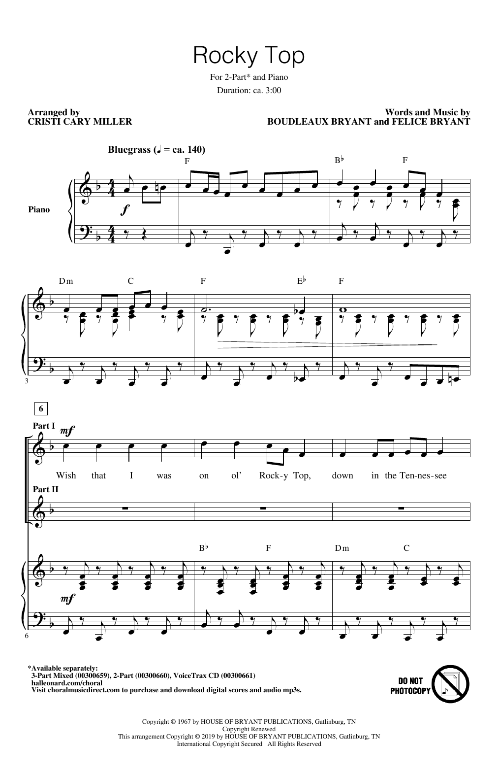 Download Boudleaux Bryant and Felice Bryant Rocky Top (arr. Cristi Cary Miller) Sheet Music