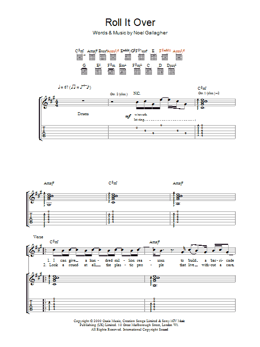 Download Oasis Roll It Over Sheet Music