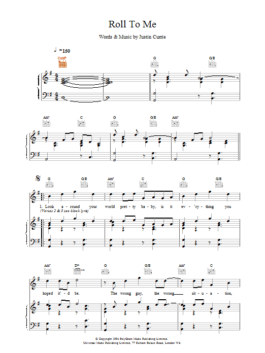 Download Del Amitri Roll To Me Sheet Music