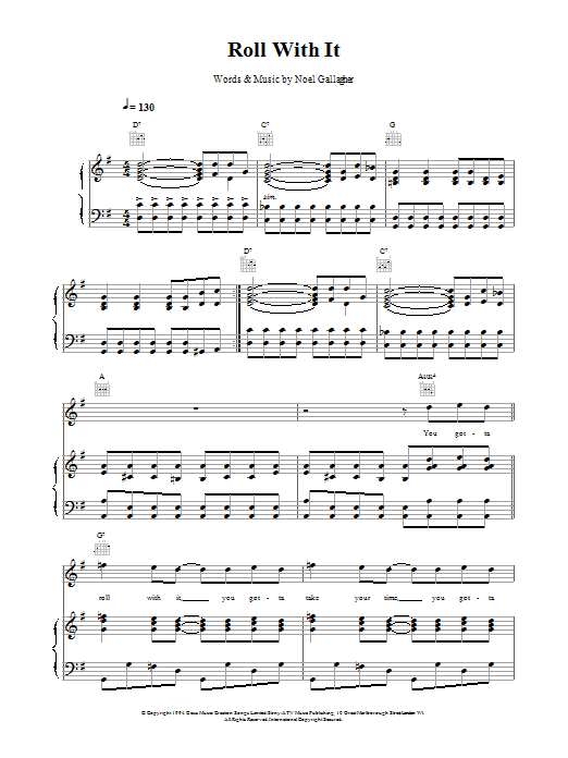 Download Oasis Roll With It Sheet Music