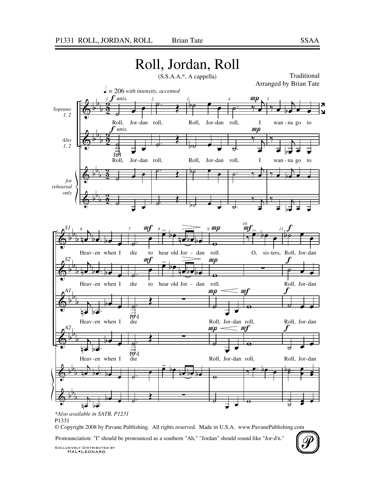 Download Brian Tate Roll, Jordan, Roll Sheet Music
