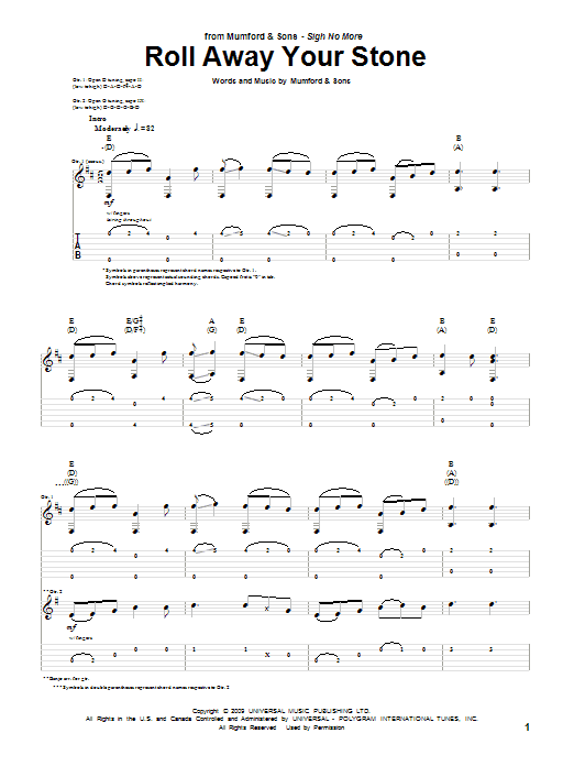 Download Mumford & Sons Roll Away Your Stone Sheet Music