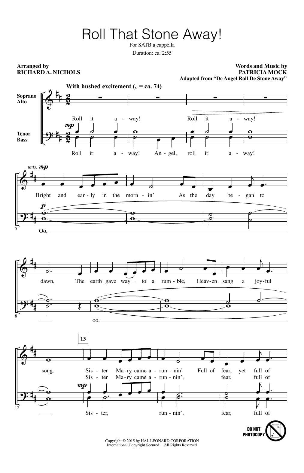 Download Patricia Mock Roll That Stone Away! (arr. Richard Nic Sheet Music