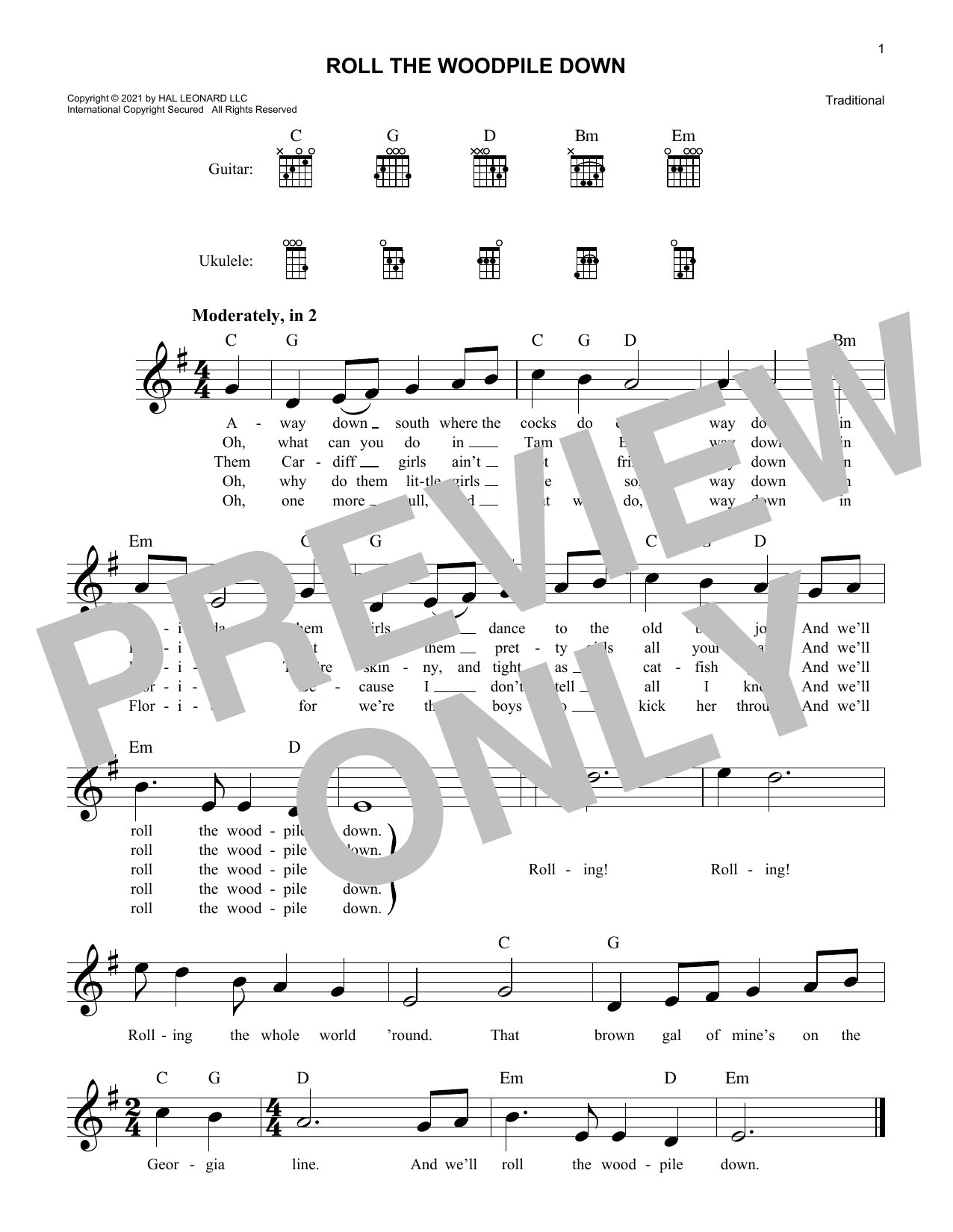 Download Traditional Roll The Woodpile Down Sheet Music