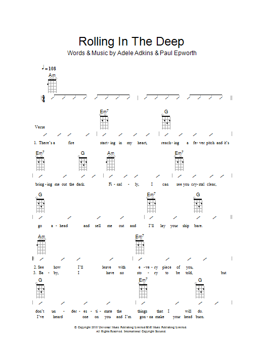 Download The Ukuleles Rolling In The Deep Sheet Music