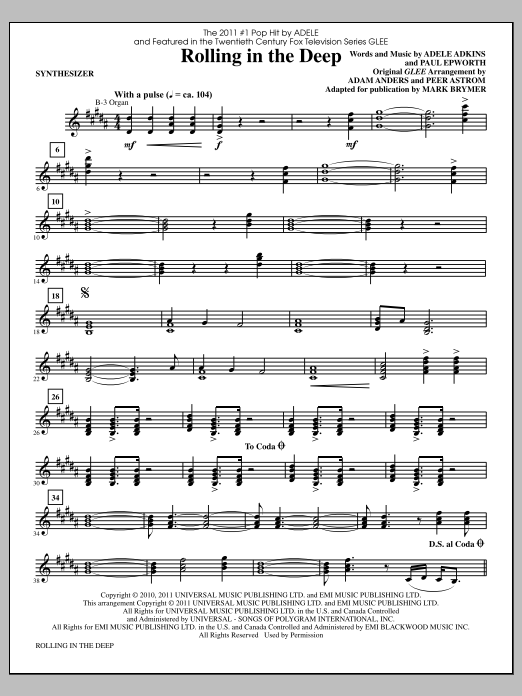 Download Mark Brymer Rolling In The Deep - Synthesizer Sheet Music