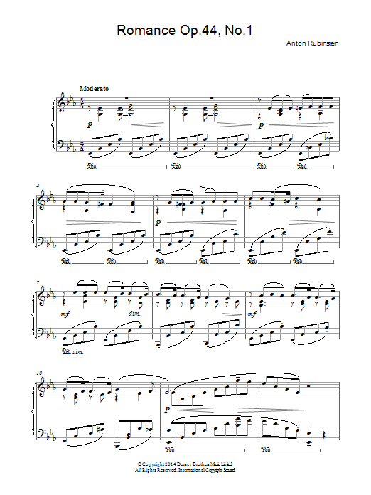 Download Anton Rubinstein Romance, Op.44 No. 1 Sheet Music