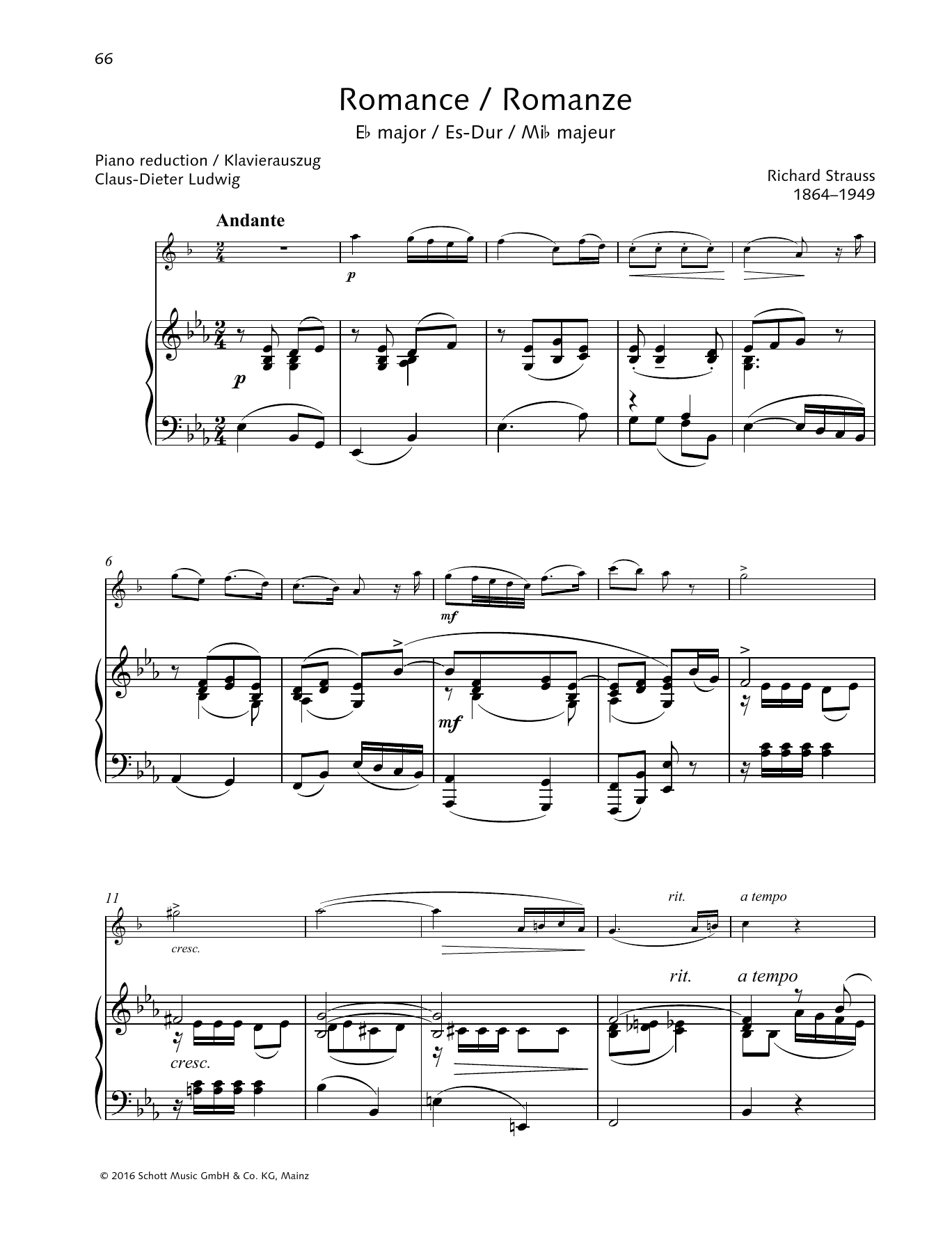 Download Richard Strauss Romance E-flat major Sheet Music