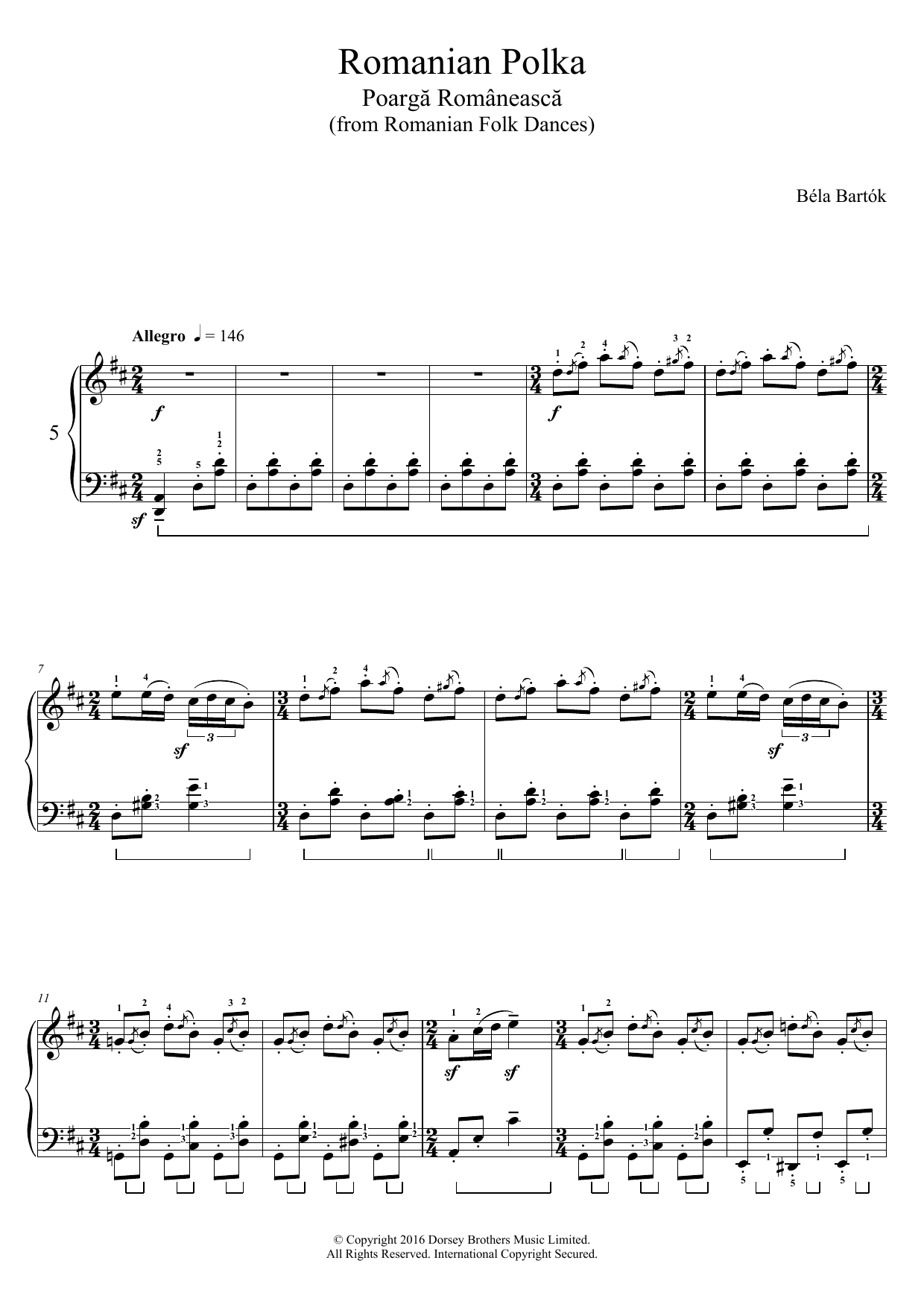 Download Bela Bartok Romanian Polka (from Romanian Folk Danc Sheet Music