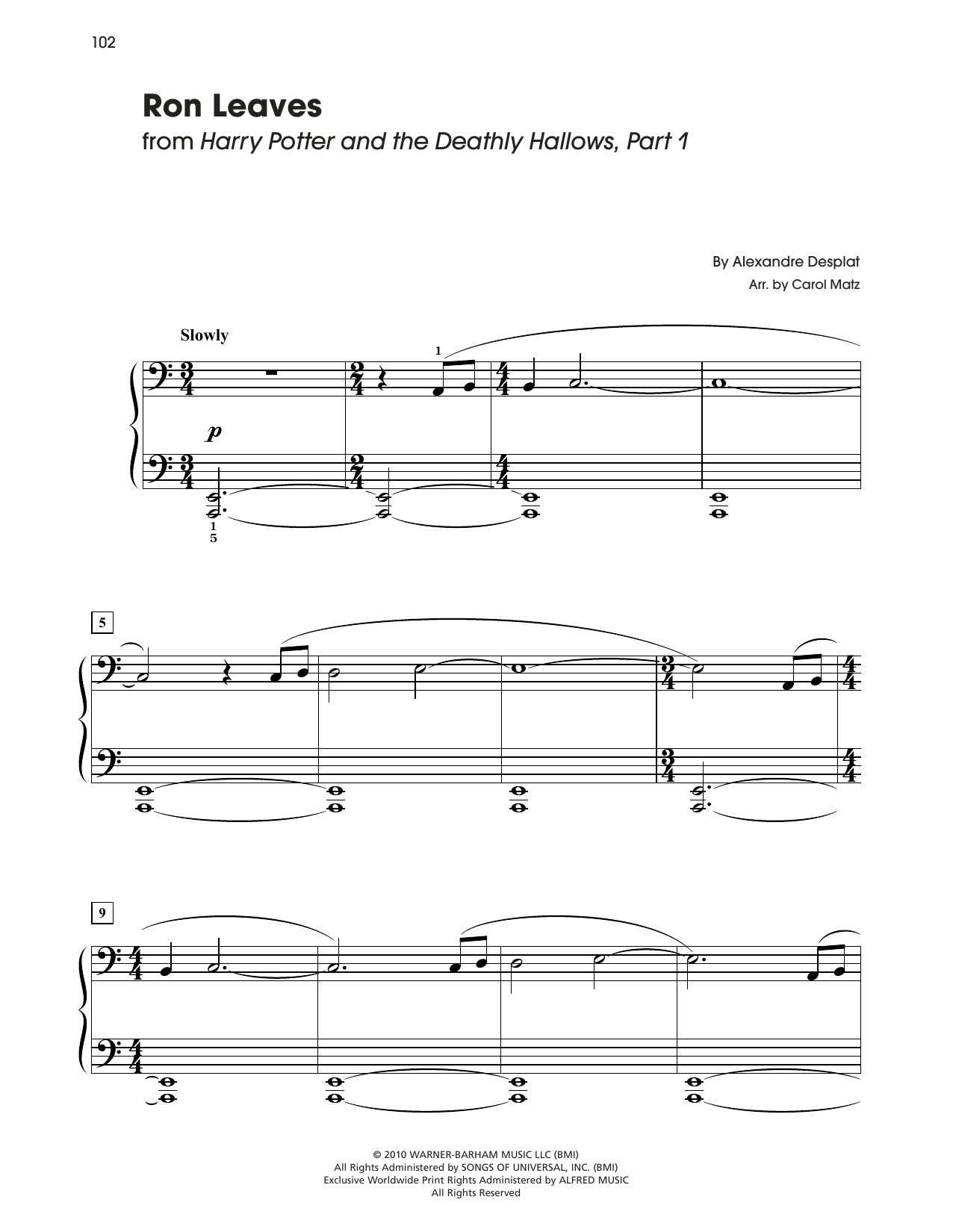 Download Alexandre Desplat Ron Leaves (from Harry Potter) (arr. Ca Sheet Music