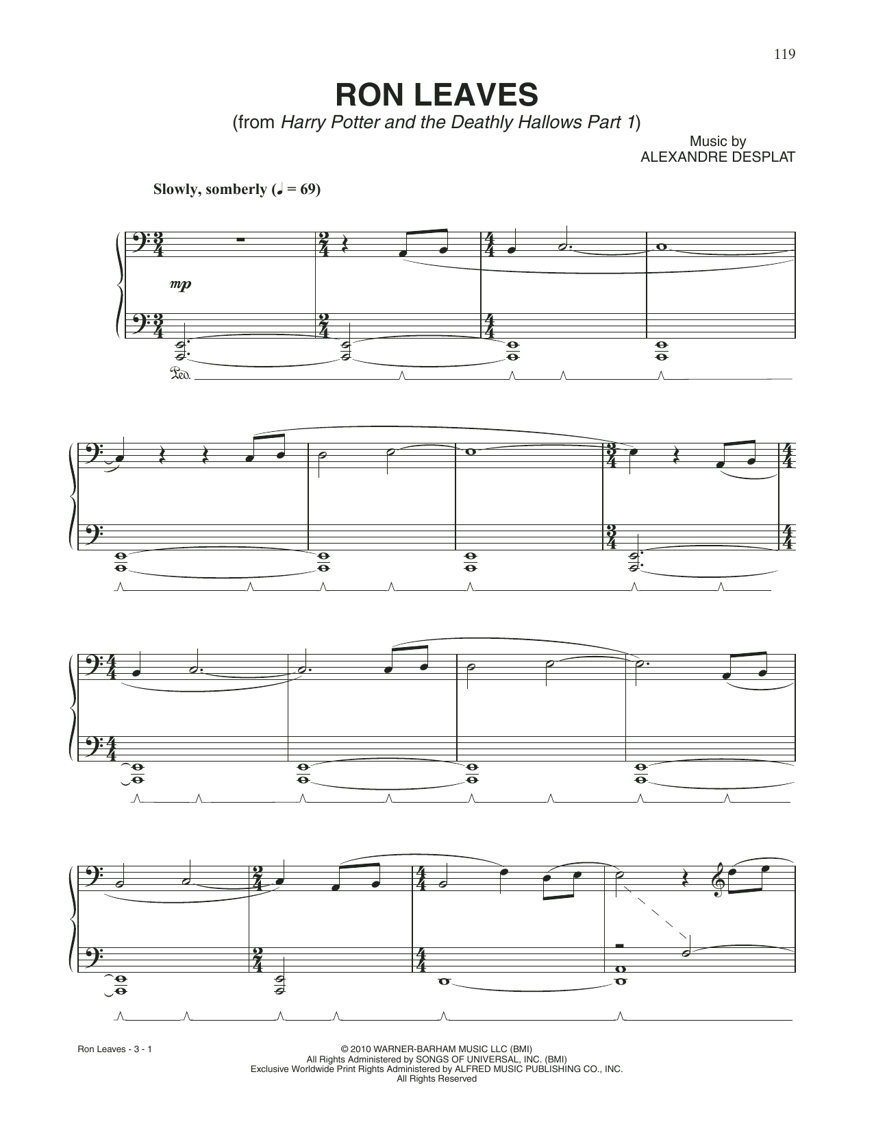 Download Alexandre Desplat Ron Leaves (from Harry Potter And The D Sheet Music