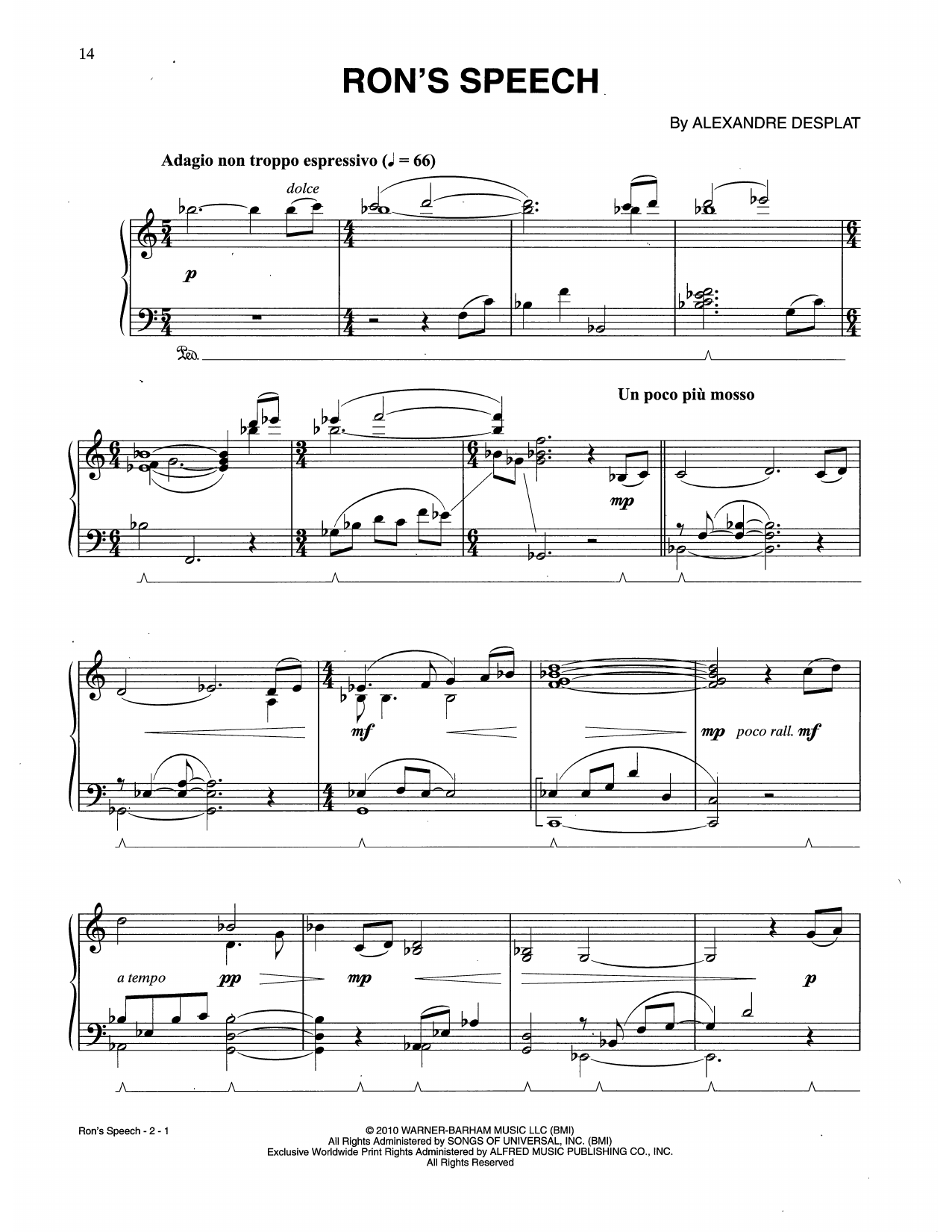 Download Alexandre Desplat Ron's Speech (from Harry Potter And The Sheet Music