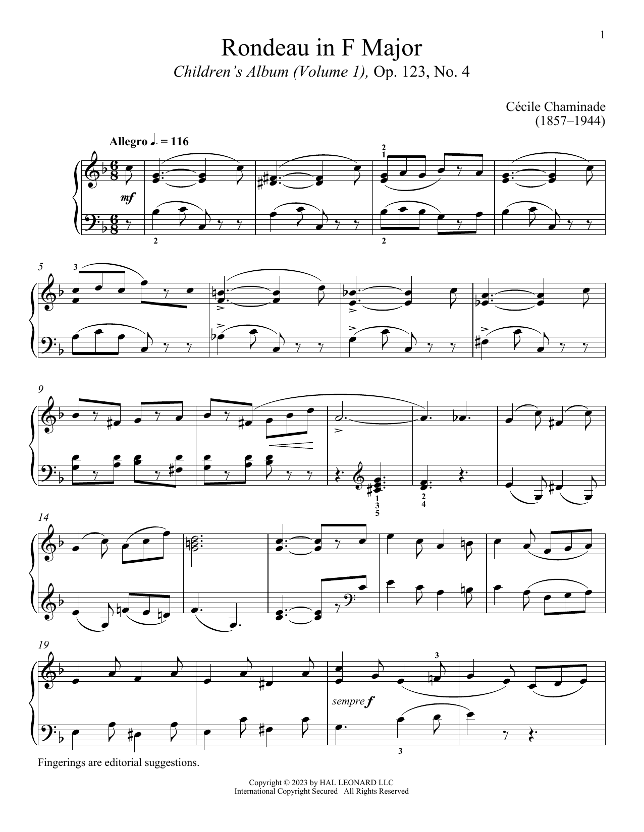 Download Cecile Chaminade Rondeau Sheet Music