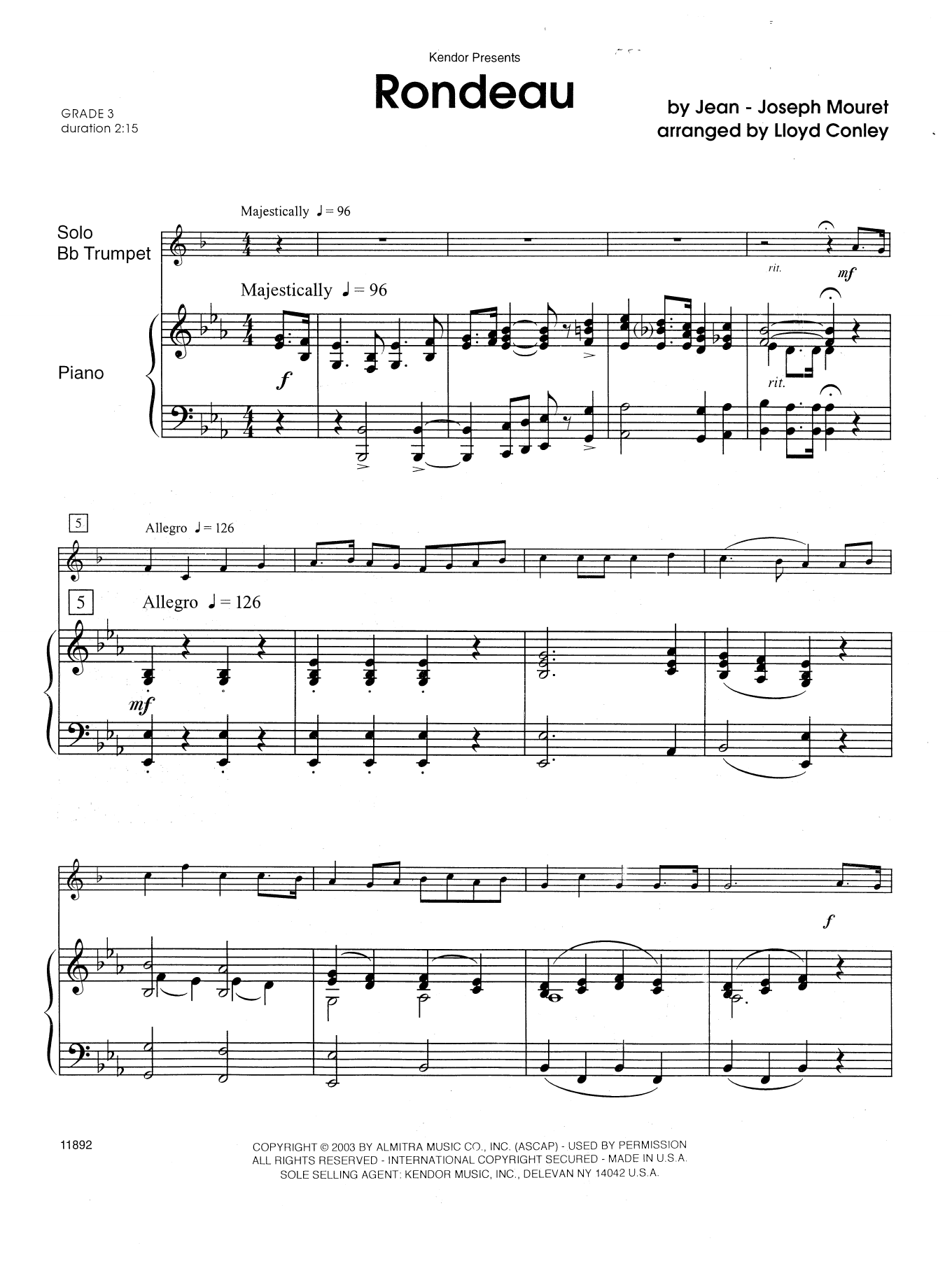 Download Lloyd Conley Rondeau - Trumpet Sheet Music