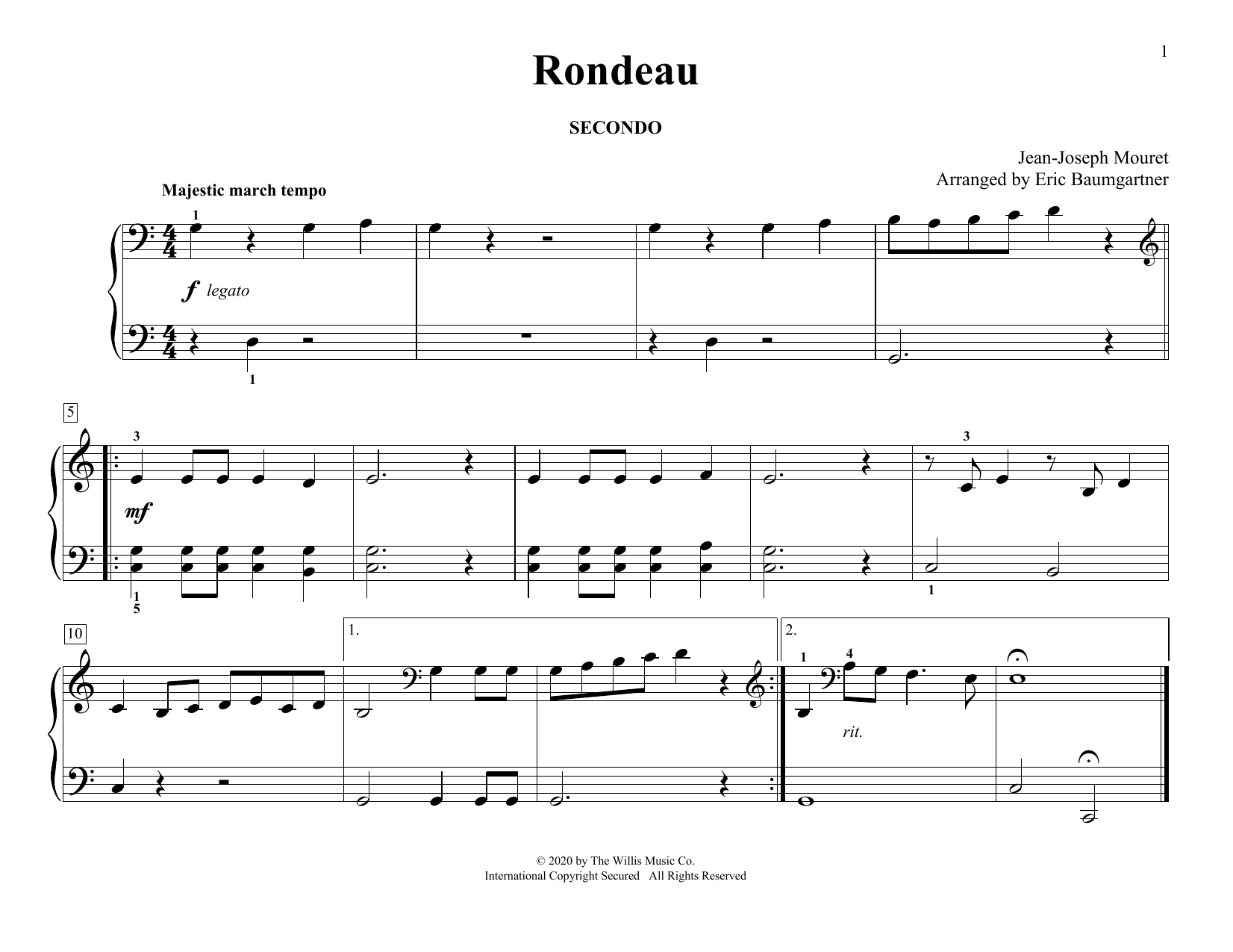 Download Jean-Joseph Mouret Rondeau (arr. Eric Baumgartner) Sheet Music