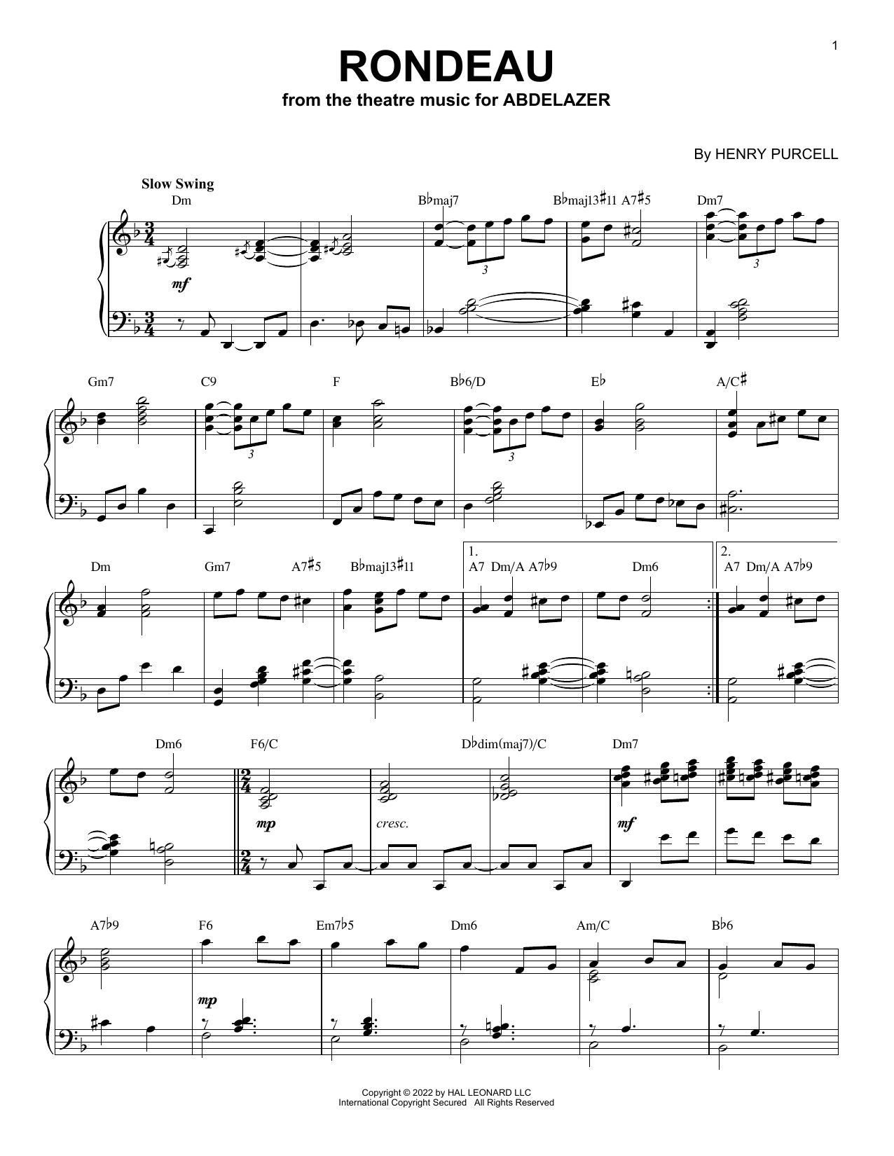 Download Henry Purcell Rondeau [Jazz version] (arr. Brent Edst Sheet Music