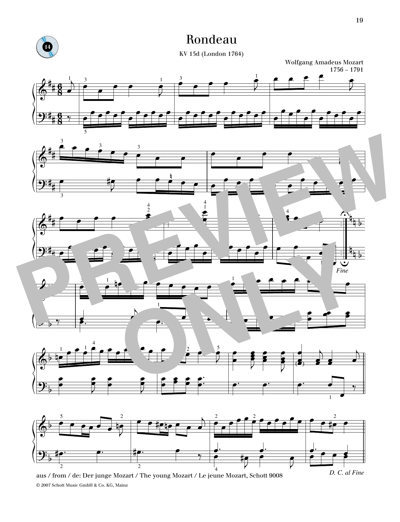 Download Wolfgang Amadeus Mozart Rondeau D major Sheet Music