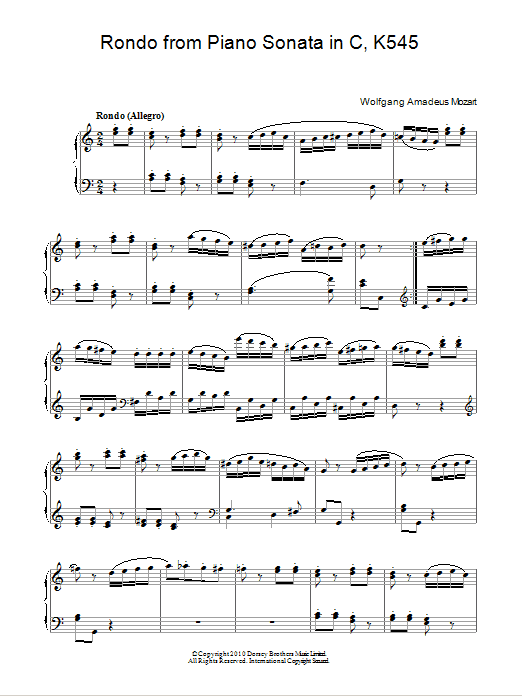 Download Wolfgang Amadeus Mozart Rondo (from Piano Sonata In C, K545) Sheet Music