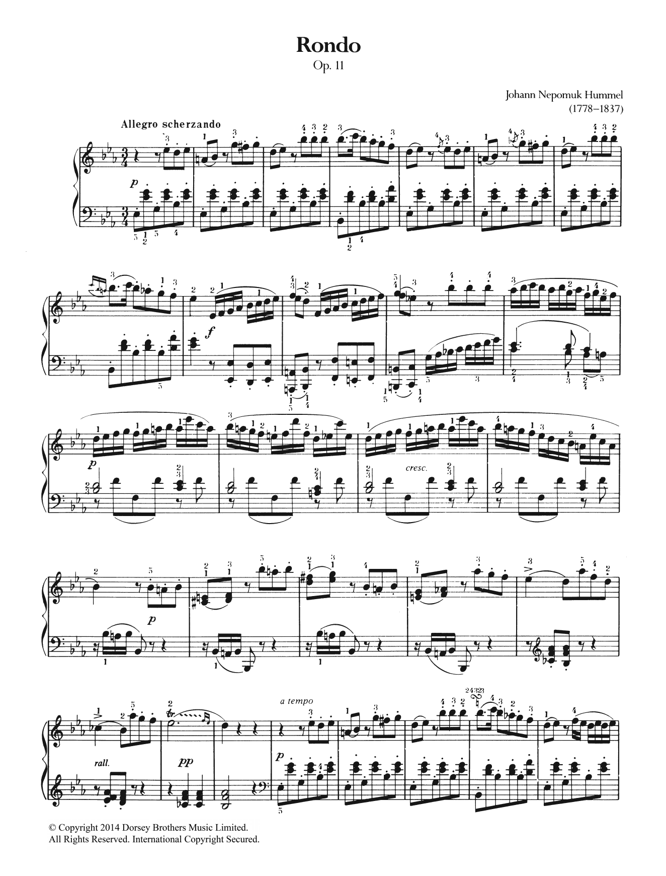 Download Johann Nepomuk Hummel Rondo, Op.11 Sheet Music