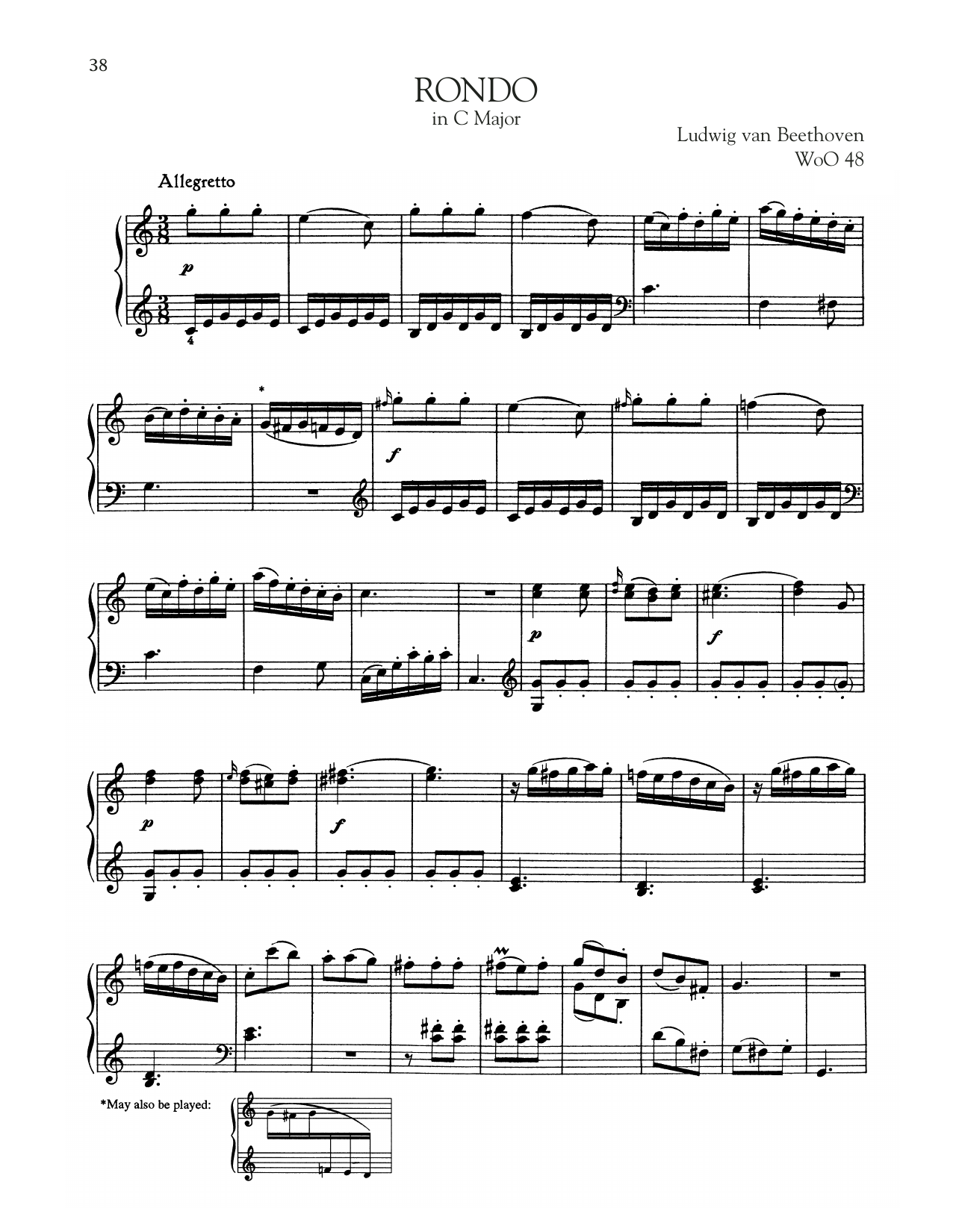 Download Ludwig van Beethoven Rondo, WoO 48 Sheet Music