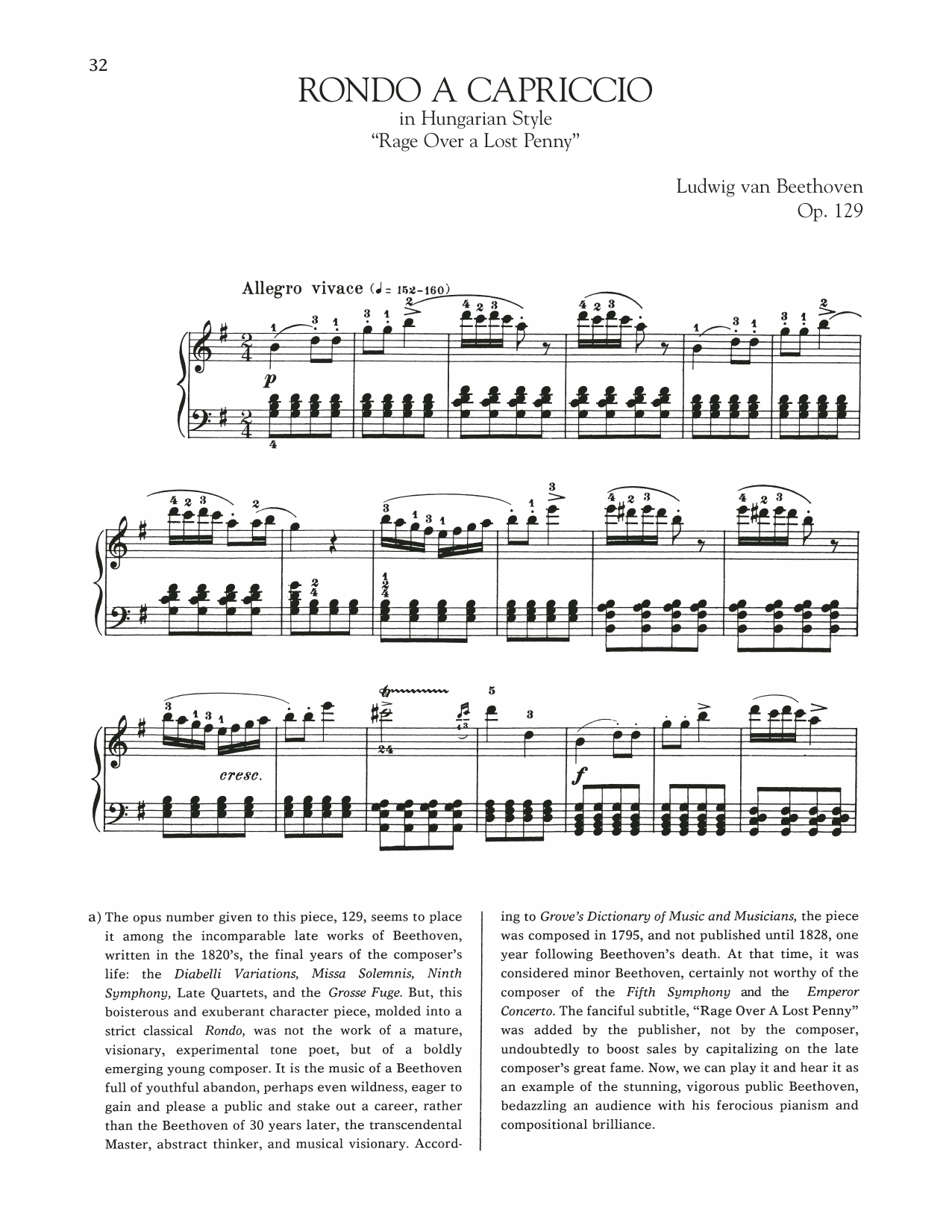 Ludwig van Beethoven Rondo A Capriccio In Hungarian Style, Op. 129 sheet music notes printable PDF score