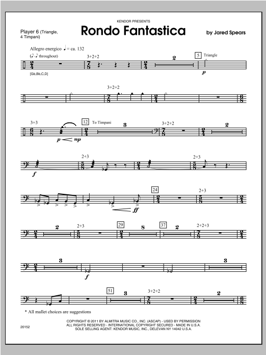 Download Spears Rondo Fantastica - Percussion 6 Sheet Music