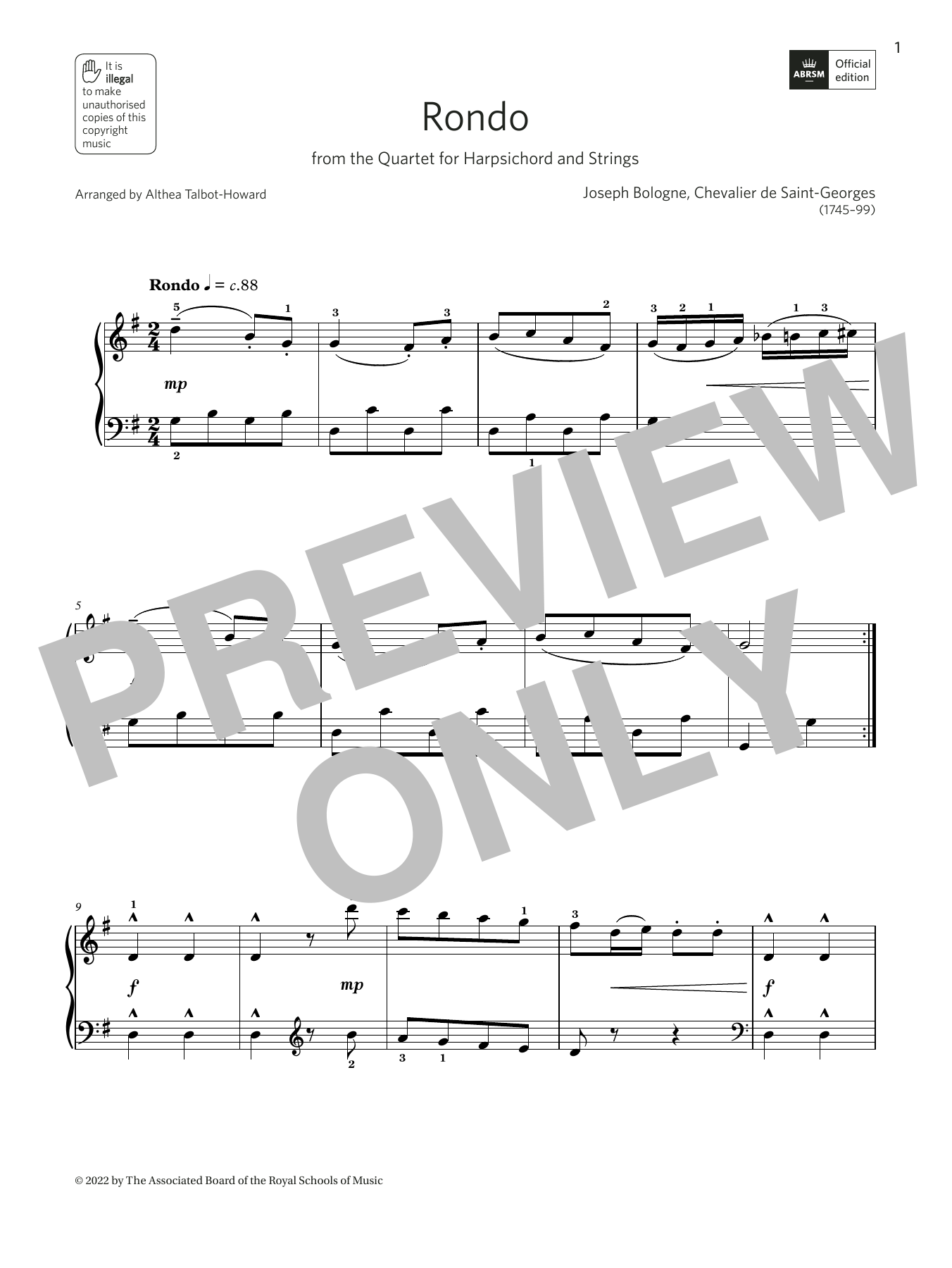 Download Althea Talbot-Howard Rondo from Quartet for harpsichord and Sheet Music