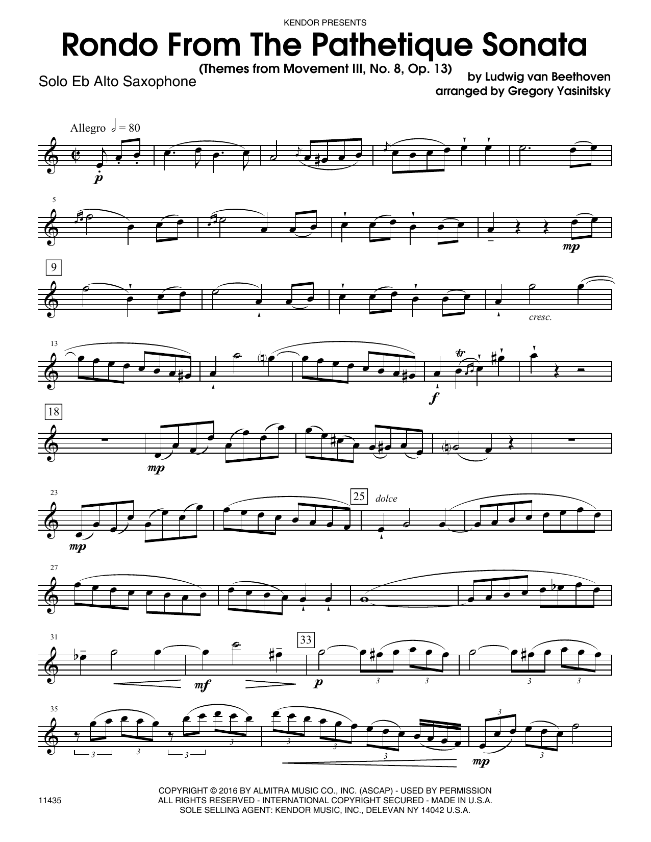 Download Gregory Yasinitsky Rondo From The Pathetique Sonata (Theme Sheet Music