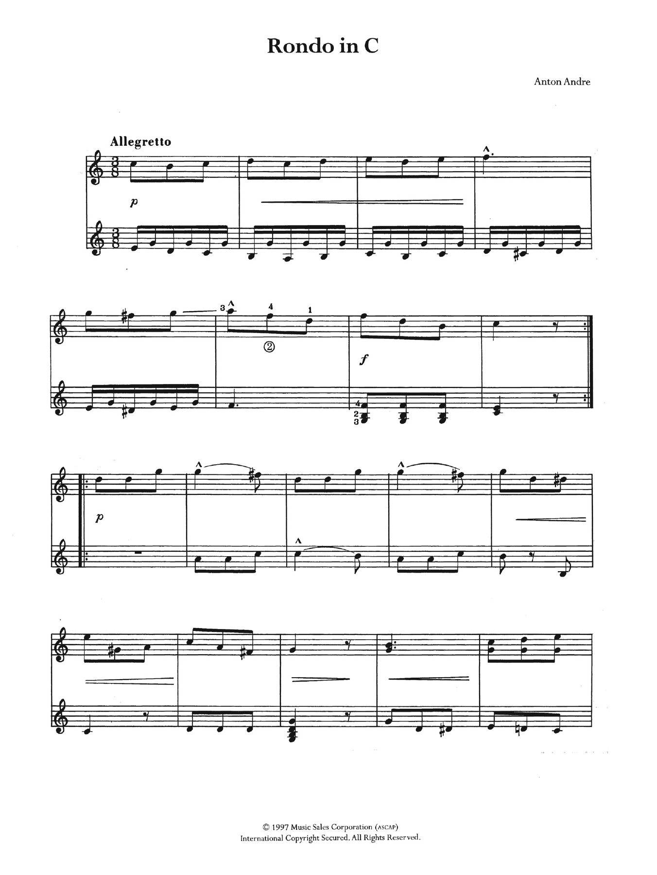 Download Anton Andre Rondo In C Sheet Music