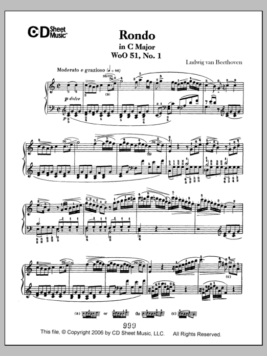 Download Ludwig van Beethoven Rondo In C Major, Op. 51, No. 1 Sheet Music