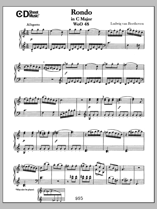 Download Ludwig van Beethoven Rondo In C Major, Woo 48 Sheet Music