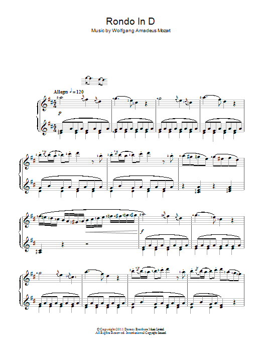 Download Wolfgang Amadeus Mozart Rondo In D Sheet Music