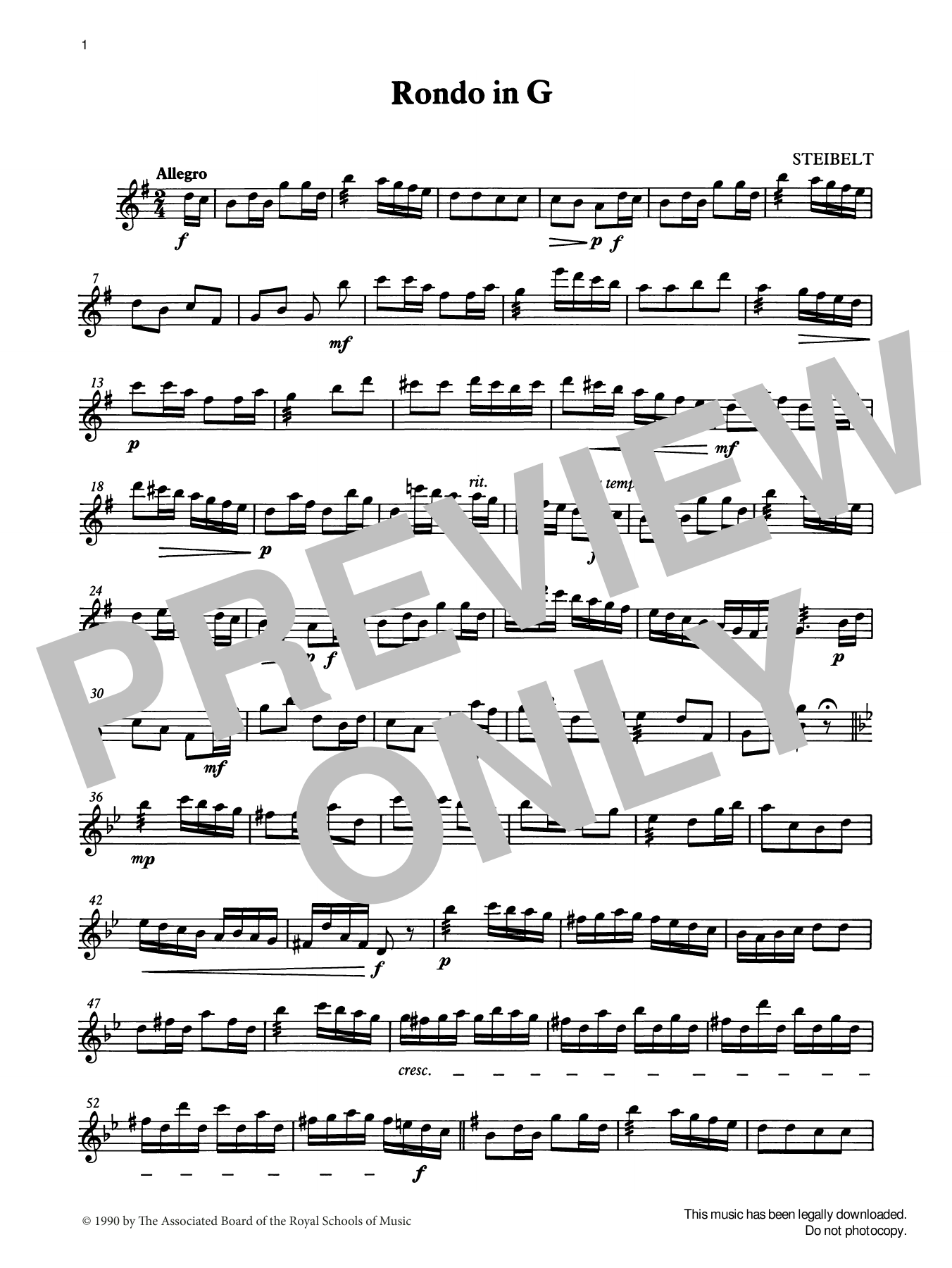 Download Daniel Steibelt Rondo in G from Graded Music for Tuned Sheet Music